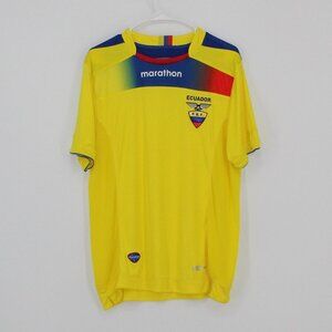 Marathon Ecuador National Team Soccer Jersey Yellow Large 100% Polyester Officia
